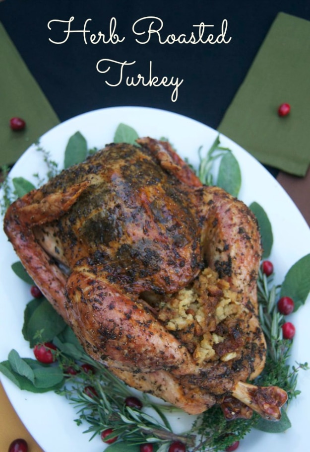 Easy Thanksgiving Recipes - Herb Roasted Turkey - Best Simple and Quick Recipe Ideas for Thanksgiving Dinner. Cranberries, Turkey, Gravy, Sauces, Sides, Vegetables, Dips and Desserts - DIY Cooking Tutorials With Step by Step Instructions - Ideas for A Crowd, Parties and Last Minute Recipes
