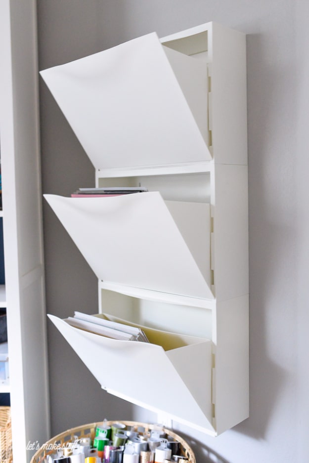 Best IKEA Hacks and DIY Hack Ideas for Furniture Projects and Home Decor from IKEA - IKEA Hack Shoe Holder For Paper Storage - Creative IKEA Hack Tutorials for DIY Platform Bed, Desk, Vanity, Dresser, Coffee Table, Storage and Kitchen, Bedroom and Bathroom Decor #ikeahacks #diy