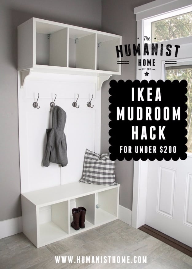 Best IKEA Hacks and DIY Hack Ideas for Furniture Projects and Home Decor from IKEA - IKEA Mudroom Hack - Creative IKEA Hack Tutorials for DIY Platform Bed, Desk, Vanity, Dresser, Coffee Table, Storage and Kitchen, Bedroom and Bathroom Decor #ikeahacks #diy