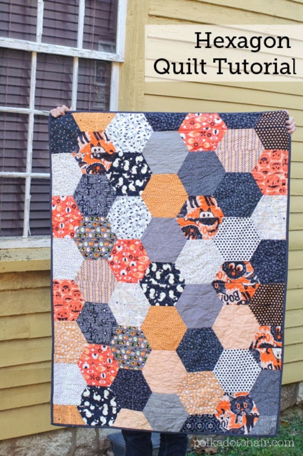 Best Quilting Projects for DIY Gifts - Large Hexagon Quilt - Things You Can Quilt and Sew for Friends, Family and Christmas Gift Ideas - Easy and Quick Quilting Patterns for Presents To Give At Holidays, Birthdays and Baby Gifts. Step by Step Tutorials and Instructions 