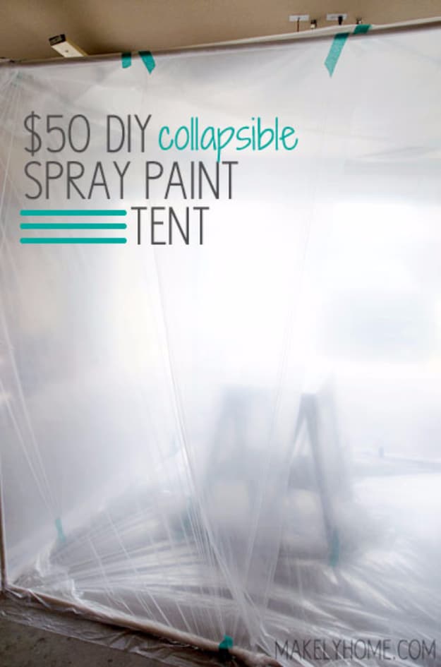 DIY Crafting Hacks - Make A Spray Paint Tent - Easy Crafting Ideas for Quick DIY Projects - Awesome Creative, Crafty Ways for Dollar Store, Organizing, Yarn, Scissors and Pom Poms 