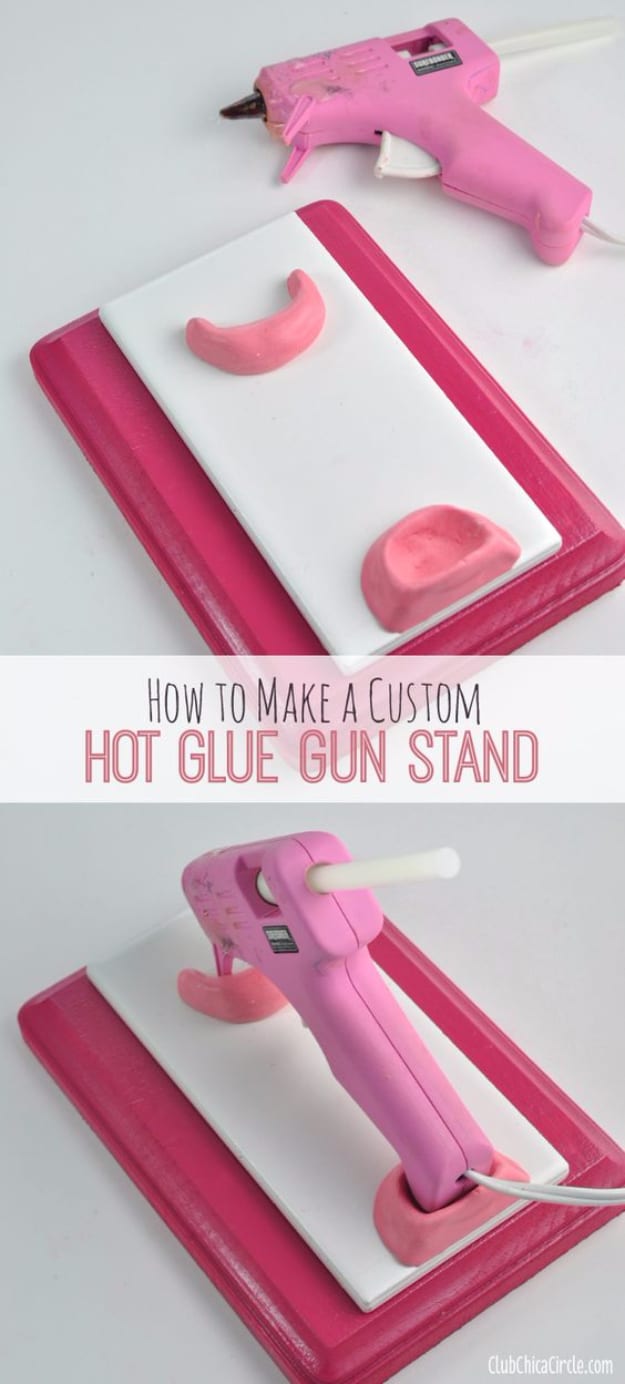 DIY Crafting Hacks - Make a Custom Glue Gun Stand - Easy Crafting Ideas for Quick DIY Projects - Awesome Creative, Crafty Ways for Dollar Store, Organizing, Yarn, Scissors and Pom Poms 