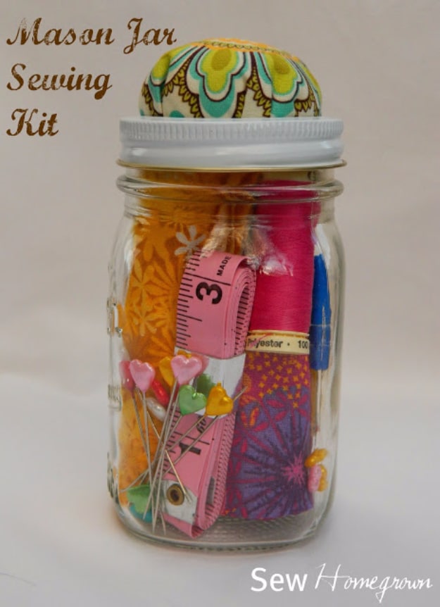 Best DIY Gifts in Mason Jars - Mason Jar Sewing Kit - Cute Mason Jar Crafts and Recipe Ideas that Make Great DIY Christmas Presents for Friends and Family - Gifts for Her, Him, Mom and Dad - Gifts in A Jar #diygifts #christmas