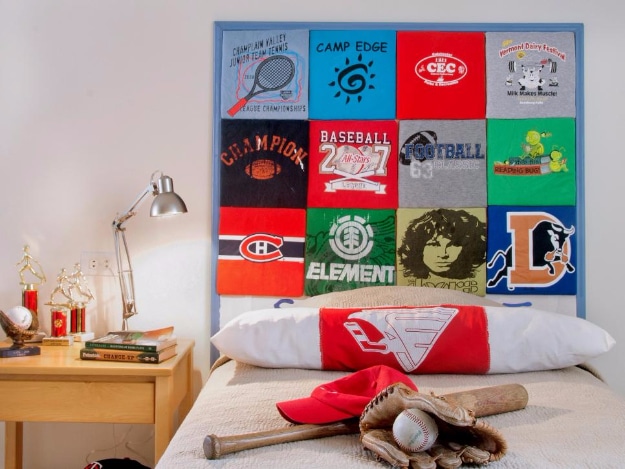DIY Room Decor for Boys - Old T-Shirt Headboard - Best Creative Bedroom Ideas for Boy Rooms - Wall Art, Lamps, Rugs, Lamps, Beds, Bedding and Furniture You Can Make for Teens, Tweens and Teenagers #diy #homedecor #boys