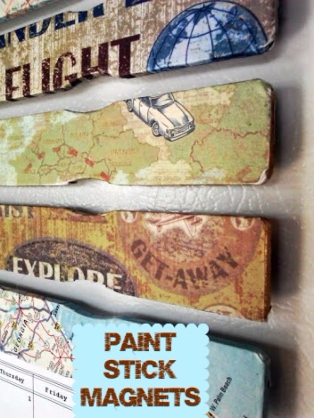 DIY Projects Made With Paint Sticks - Paint Stick Magnets - Best Creative Crafts, Easy DYI Projects You Can Make With Paint Sticks From The Hardware Store - Cool Paint Stick Crafts and Furniture Project Tutorials #diy