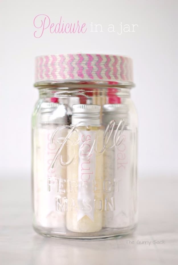 Best DIY Gifts in Mason Jars - Pedicure In A Jar - Cute Mason Jar Crafts and Recipe Ideas that Make Great DIY Christmas Presents for Friends and Family - Gifts for Her, Him, Mom and Dad - Gifts in A Jar #diygifts #christmas
