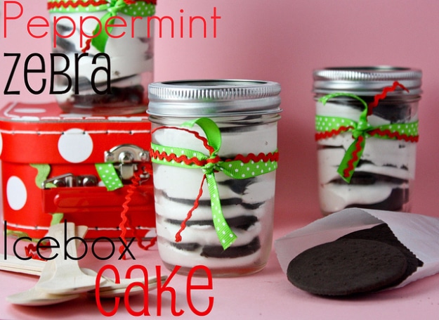 Best DIY Gifts in Mason Jars - Peppermint Zebra Icebox cakes - Cute Mason Jar Crafts and Recipe Ideas that Make Great DIY Christmas Presents for Friends and Family - Gifts for Her, Him, Mom and Dad - Gifts in A Jar #diygifts #christmas