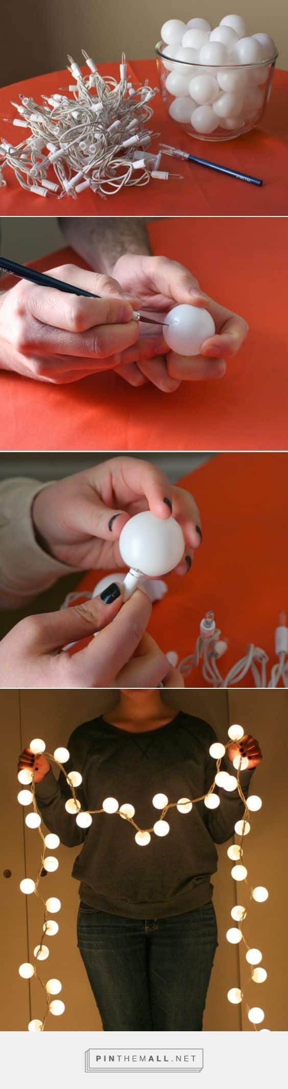 DIY Room Decor for Boys - Ping Pong Ball Lights - Best Creative Bedroom Ideas for Boy Rooms - Wall Art, Lamps, Rugs, Lamps, Beds, Bedding and Furniture You Can Make for Teens, Tweens and Teenagers #diy #homedecor #boys