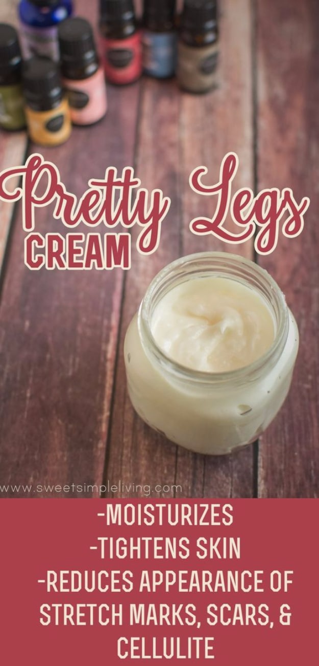 DIY Beauty Hacks - Pretty Legs Cream Using Essential Oils - Cool Tips for Makeup, Hair and Nails - Step by Step Tutorials for Fixing Broken Makeup, Eye Shadow, Mascara, Foundation - Quick Beauty Ideas for Best Looks in A Hurry #beautyhacks #makeup