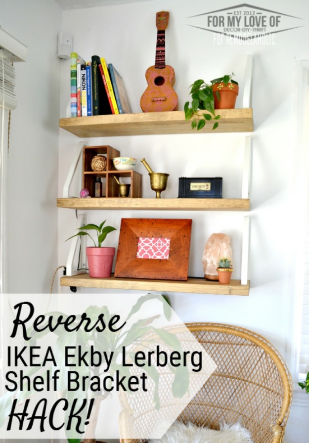 Best IKEA Hacks and DIY Hack Ideas for Furniture Projects and Home Decor from IKEA - Reverse Ekby Lerberg DIY Wall Shelf - Creative IKEA Hack Tutorials for DIY Platform Bed, Desk, Vanity, Dresser, Coffee Table, Storage and Kitchen, Bedroom and Bathroom Decor #ikeahacks #diy