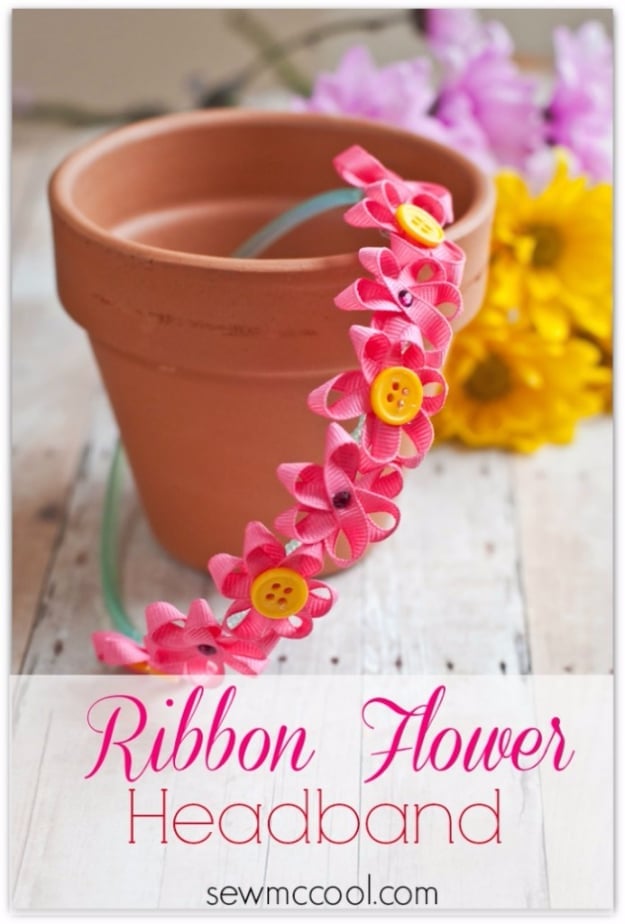 Crafts For Kids To Make At Home - Ribbon Flower Headband Tutorial - Cheap DIY Projects and Fun Craft Ideas for Children - Cute Paper Crafts, Fall and Winter Fun, Things For Toddlers, Babies, Boys and Girls #kidscrafts #crafts #kids