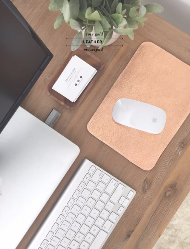 Cool DIY Gifts for Girls - Rose Gold Leather Mousepad DIY - Cute Crafts and DIY Projects that Make Cool DYI Gift Ideas for Young and Older Girls, Teens and Teenagers - Awesome Room and Home Decor for Bedroom, Fashion, Jewelry and Hair Accessories - Cheap Craft Projects To Make For a Girl -DIY Christmas Presents for Tweens #diygifts #girlsgifts