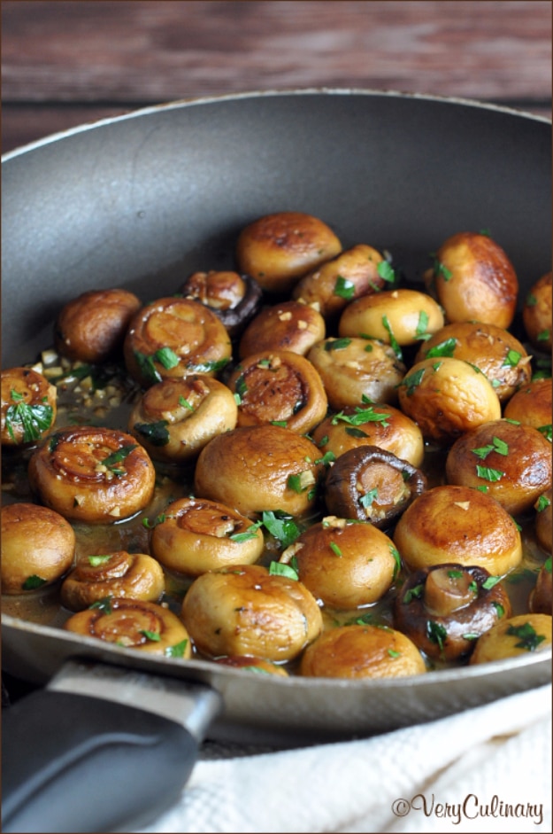 Easy Thanksgiving Recipes - Sauteed Mushrooms With Garlic And Lemon Pan sauce - Best Simple and Quick Recipe Ideas for Thanksgiving Dinner. Cranberries, Turkey, Gravy, Sauces, Sides, Vegetables, Dips and Desserts - DIY Cooking Tutorials With Step by Step Instructions - Ideas for A Crowd, Parties and Last Minute Recipes 