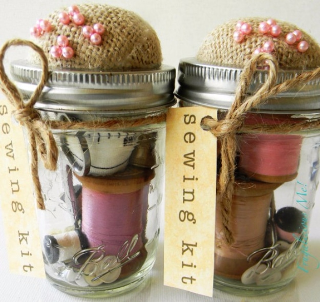 Best DIY Gifts in Mason Jars - Sewing Kit DIY GIft - Cute Mason Jar Crafts and Recipe Ideas that Make Great DIY Christmas Presents for Friends and Family - Gifts for Her, Him, Mom and Dad - Gifts in A Jar #diygifts #christmas