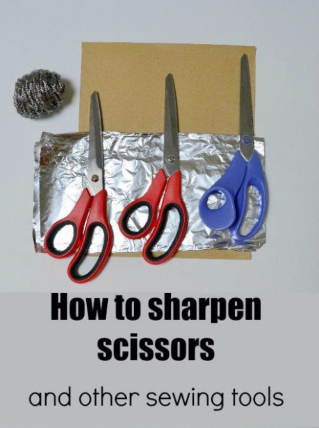 DIY Crafting Hacks - Sharpen Scissors And Sewing Tools The Easy Way - Easy Crafting Ideas for Quick DIY Projects - Awesome Creative, Crafty Ways for Dollar Store, Organizing, Yarn, Scissors and Pom Poms 