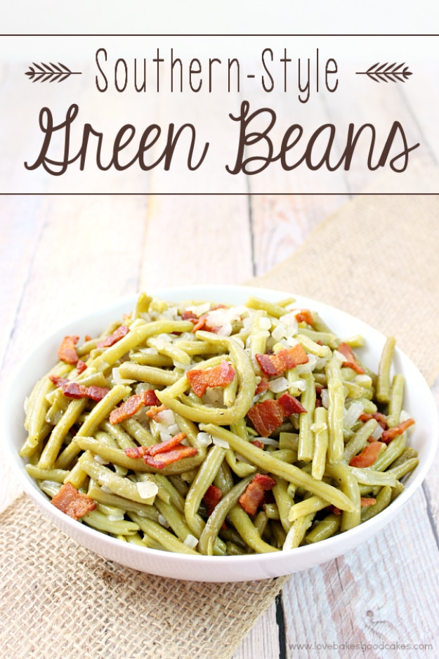 Easy Thanksgiving Recipes - Southern Style Green Beans - Best Simple and Quick Recipe Ideas for Thanksgiving Dinner. Cranberries, Turkey, Gravy, Sauces, Sides, Vegetables, Dips and Desserts - DIY Cooking Tutorials With Step by Step Instructions - Ideas for A Crowd, Parties and Last Minute Recipes 