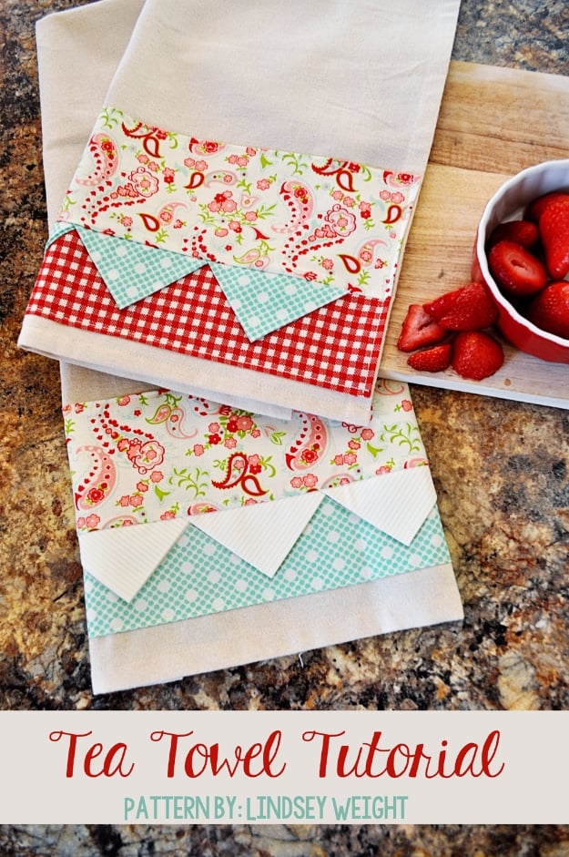 DIY Gifts To Sew For Friends - Tea Towel - Quick and Easy Sewing Projects and Free Patterns for Best Gift Ideas and Presents - Creative Step by Step Tutorials for Beginners - Cute Home Decor, Accessories, Kitchen Crafts and DIY Fashion Ideas #diy #crafts #sewing