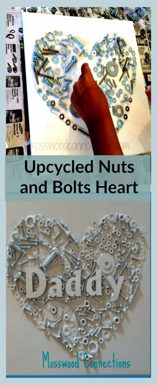 DIY Gifts for Dad - Upcycled Nuts And Bolts Craft - Best Craft Projects and Gift Ideas You Can Make for Your Father - Last Minute Presents for Birthday and Christmas - Creative Photo Projects, Gift Card Holders, Gift Baskets and Thoughtful Things to Give Fathers and Dads #diygifts #dad #dadgifts #fathersday