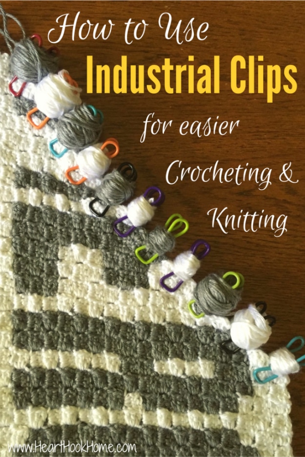 DIY Crafting Hacks - Use Industrial Clips for Yarn Bobbins in Crochet and Knitting - Easy Crafting Ideas for Quick DIY Projects - Awesome Creative, Crafty Ways for Dollar Store, Organizing, Yarn, Scissors and Pom Poms 