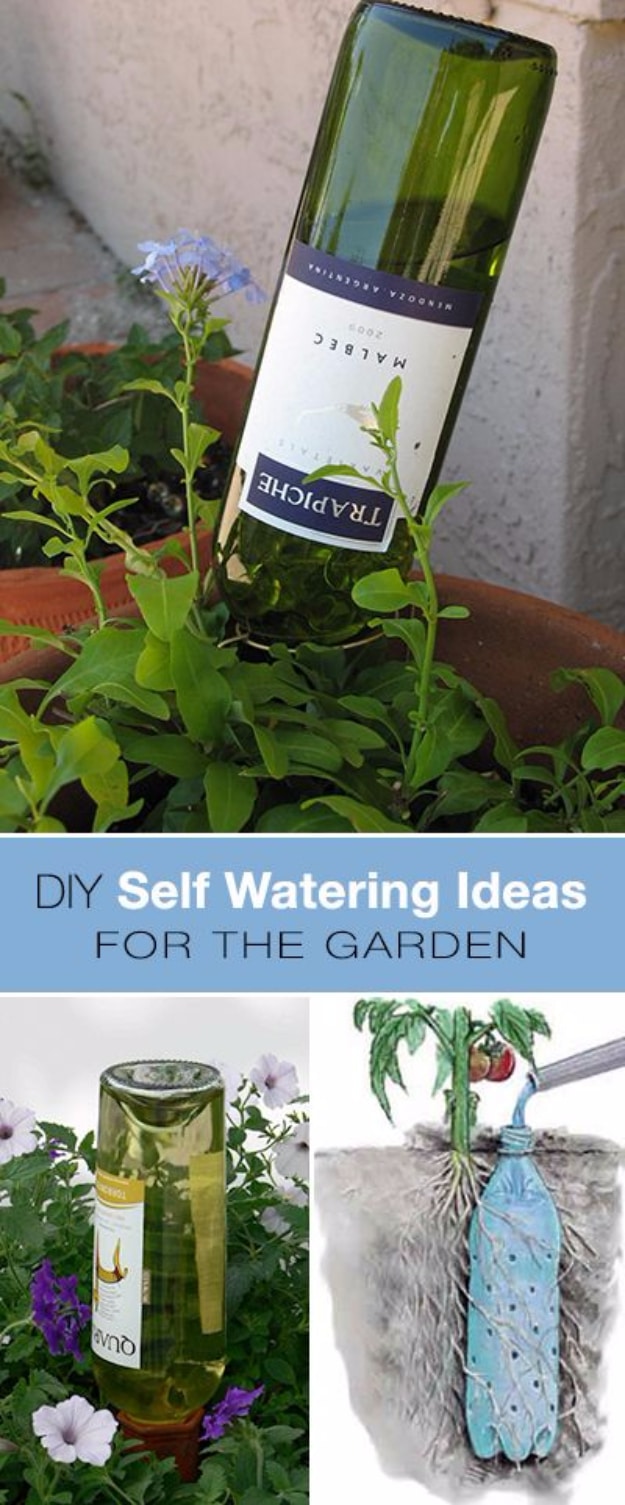 DIY Landscaping Hacks - Wine Bottle Self Watering DIY For Your Garden - Easy Ways to Make Your Yard and Home Look Awesome in Fall, Winter, Spring and Fall. Backyard Projects for Beginning Gardeners and Lawns - Tutorials and Step by Step Instructions