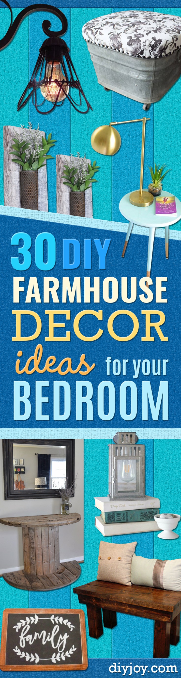 DIY Farmhouse Style Decor Ideas for the Bedroom - Rustic Farm House Ideas for Furniture, Paint Colors, Farm House Decoration for Home Decor in The Bedroom - Wall Art, Rugs, Nightstands, Lights and Room Accessories 