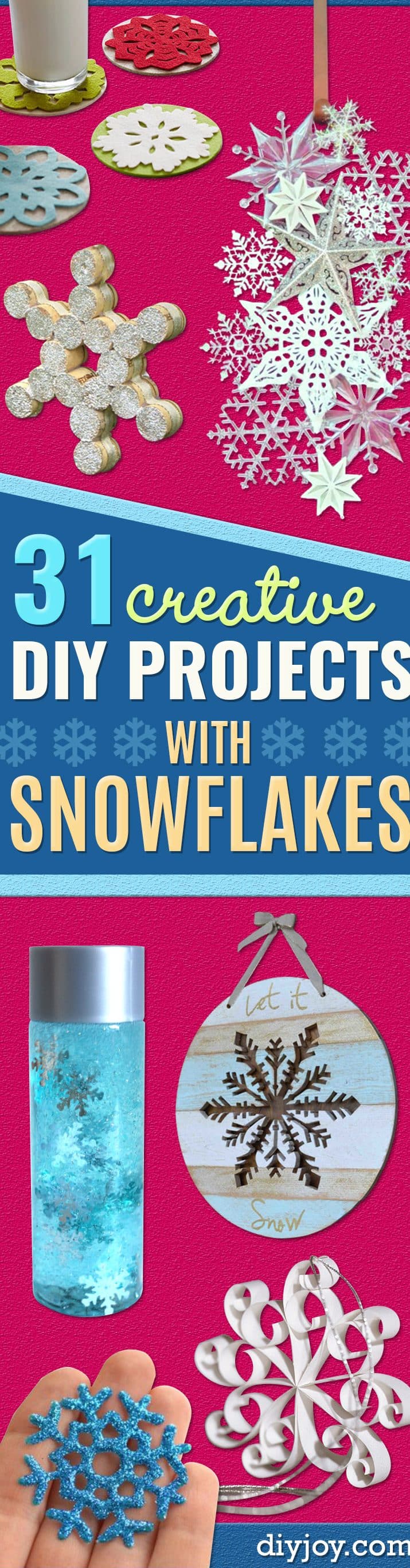 snowflake craft ideas winter - Best DIY Snowflake Decorations, Ornaments and Crafts - Paper Crafts with Snowflakes, Pipe Cleaner Projects, Mason Jars and Dollar Store Ideas - Easy DIY Ideas to Decorate for Winter - Creative Home Decor and Room Decorations for Adults, Teens and Kids