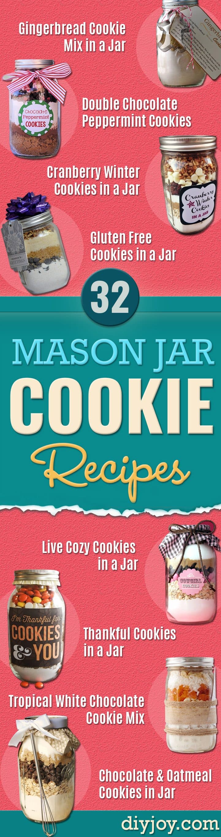 mason jar cookie recipes - Mason Jar Cookie Recipe Mix for Cute Decorated DIY Gifts - Easy Chocolate Chip Recipes, Christmas Presents and Wedding Favors in Mason Jars - Fun Ideas for DIY Parties and Cheap Last Minute Gift Ideas for Friends #masonjar #cookies #diygifts 