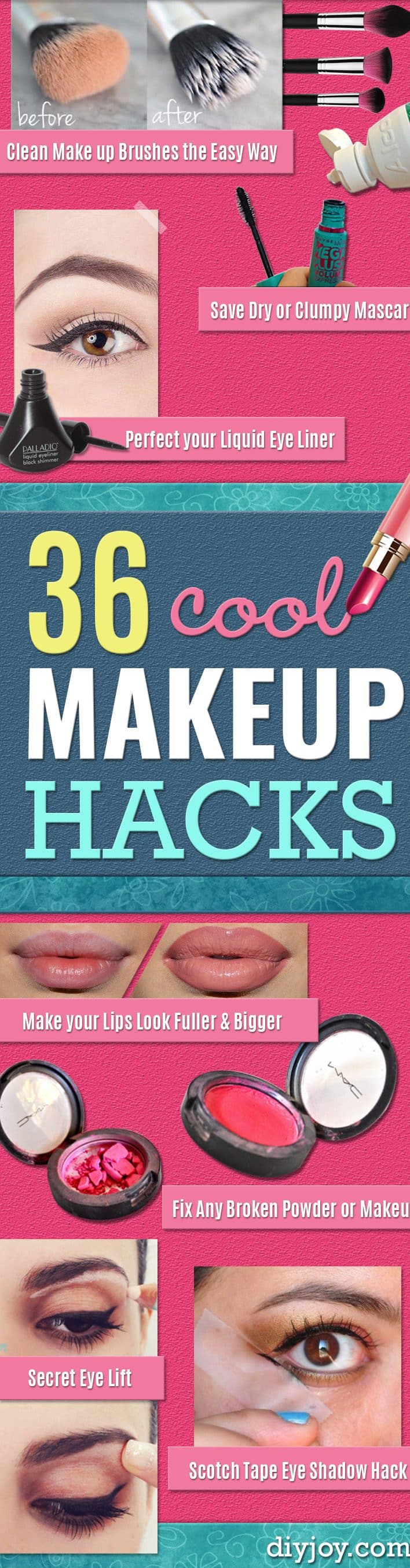 Cool DIY Makeup Hacks for Quick and Easy Beauty Ideas - projectnamehere - How To Fix Broken Makeup, Tips and Tricks for Mascara and Eye Liner, Lipstick and Foundation Tutorials - Fast Do It Yourself Beauty Projects for Women