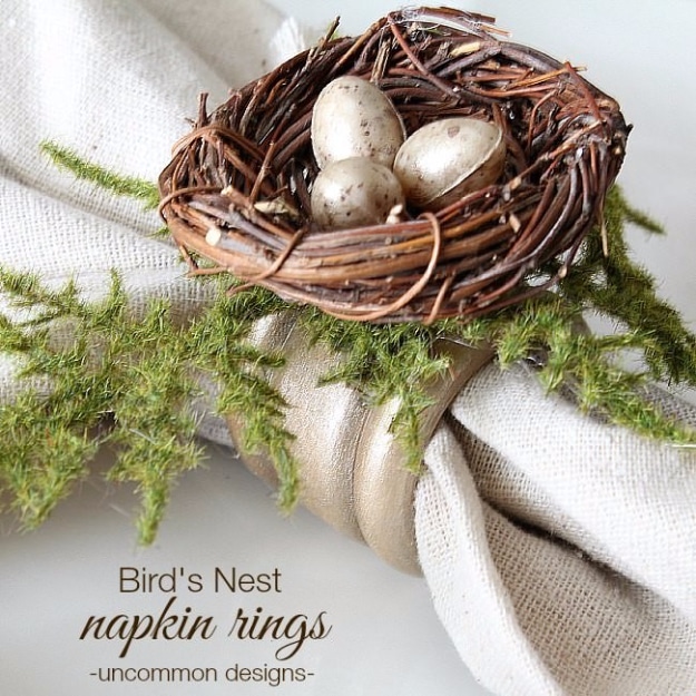 DIY Farmhouse Style Decor Ideas for the Kitchen - Bird's Nest Napkin Rings - Rustic Farm House Ideas for Furniture, Paint Colors, Farm House Decoration for Home Decor in The Kitchen - Wall Art, Rugs, Countertops, Lights and Kitchen Accessories #farmhouse #diydecor