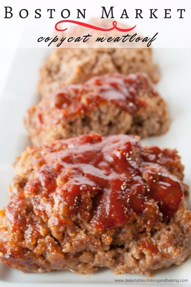  Best Copycat Recipes From Top Restaurants - Boston Market Copycat Meatloaf - Awesome Recipe Knockoffs and Recipe Ideas from Chipotle Restaurant, Starbucks, Olive Garden, Cinabbon, Cracker Barrel, Taco Bell, Cheesecake Factory, KFC, Mc Donalds, Red Lobster, Panda Express #recipes #copycat #dinnerideas 