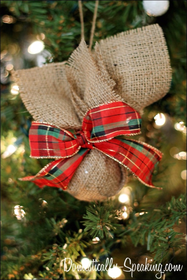 Best DIY Ornaments for Your Tree - Best DIY Ornament Ideas for Your Christmas Tree - Burlap And Plaid Christmas Ornament - Cool Handmade Ornaments, DIY Decorating Ideas and Ornament Tutorials - Creative Ways To Decorate Trees on A Budget - Cheap Rustic Decor, Easy Step by Step Tutorials - Holiday Crafts for Kids and Gifts To Make For Friends and Family 