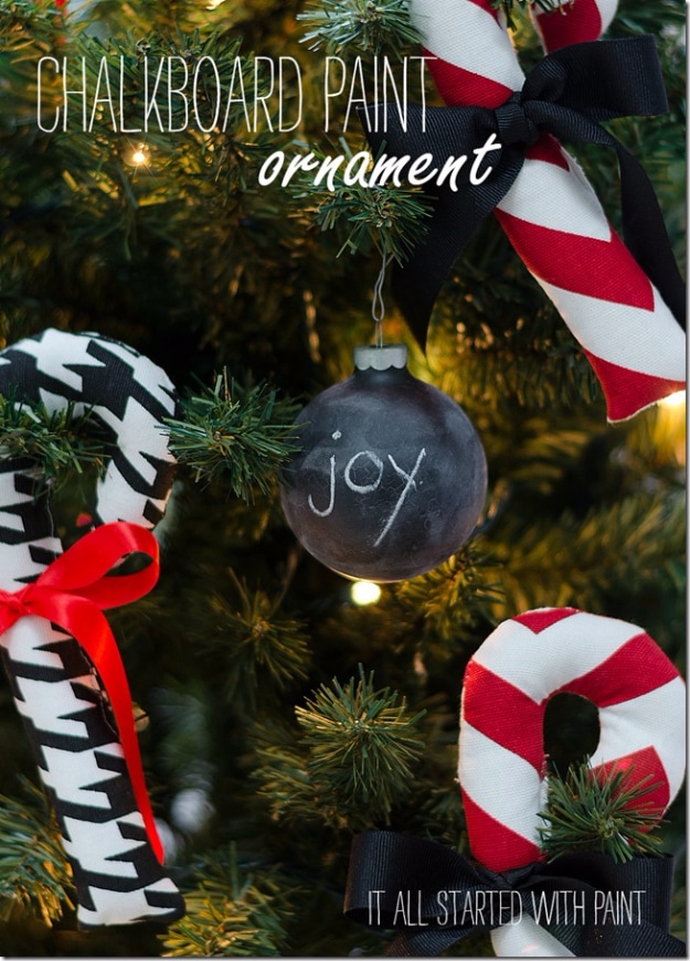 Best DIY Ornaments for Your Tree - Best DIY Ornament Ideas for Your Christmas Tree - Chalkboard Paint Ornament - Cool Handmade Ornaments, DIY Decorating Ideas and Ornament Tutorials - Creative Ways To Decorate Trees on A Budget - Cheap Rustic Decor, Easy Step by Step Tutorials - Holiday Crafts for Kids and Gifts To Make For Friends and Family 