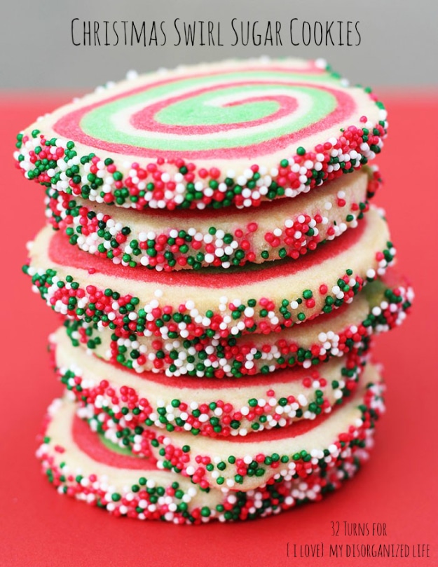 Easy Recipes for Christmas Cookies- Christmas Swirl Sugar Cookies - Easy Decorated Holiday Cookies - Candy Cookie Recipes Ideas for Kids - Traditional Favorites and Gluten Free and Healthy Versions - Quick No Bake Cookies and Last Minute Desserts for the Holidays