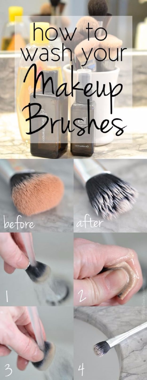 Cool DIY Makeup Hacks for Quick and Easy Beauty Ideas - Clean Makeup Brushes The Easy Way - How To Fix Broken Makeup, Tips and Tricks for Mascara and Eye Liner, Lipstick and Foundation Tutorials - Fast Do It Yourself Beauty Projects for Women 