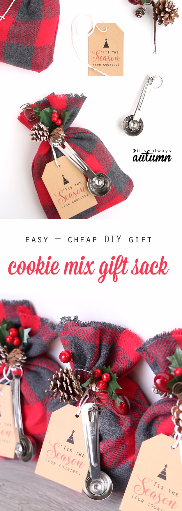DIY Gift for the Office - Cookie Mix Gift Sack - DIY Gift Ideas for Your Boss and Coworkers - Cheap and Quick Presents to Make for Office Parties, Secret Santa Gifts - Cool Mason Jar Ideas, Creative Gift Baskets and Easy Office Christmas Presents 