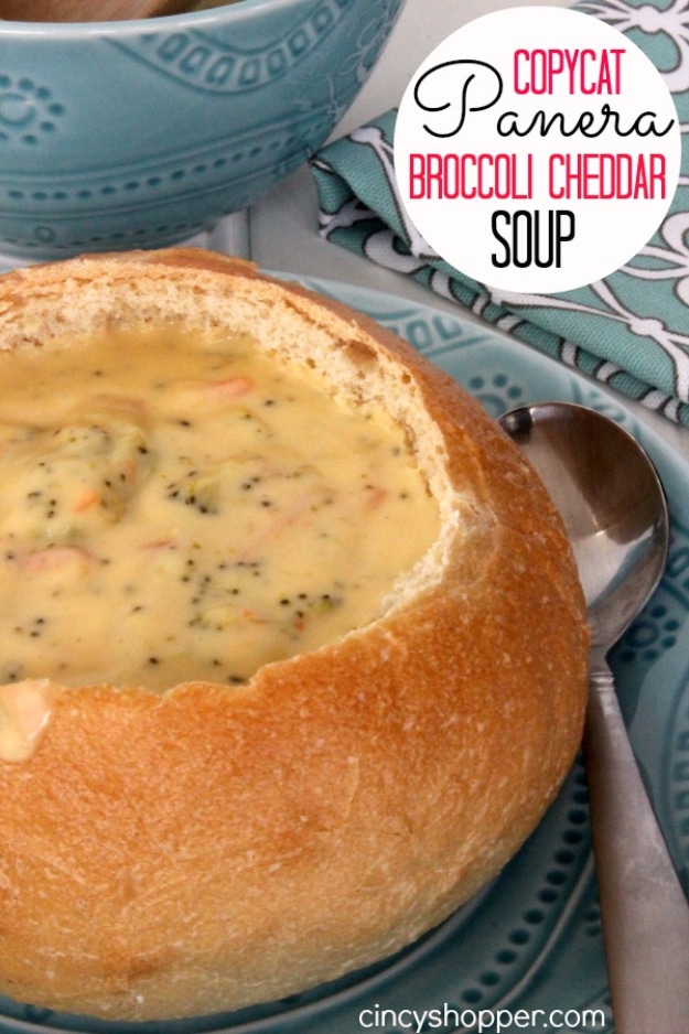  Best Copycat Recipes From Top Restaurants - Copycat Panera Broccoli Cheddar Soup - Awesome Recipe Knockoffs and Recipe Ideas from Chipotle Restaurant, Starbucks, Olive Garden, Cinabbon, Cracker Barrel, Taco Bell, Cheesecake Factory, KFC, Mc Donalds, Red Lobster, Panda Express #recipes #copycat #dinnerideas 