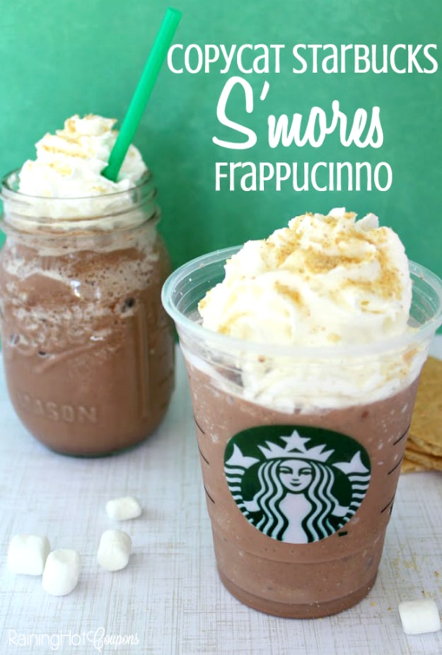  Best Copycat Recipes From Top Restaurants - Copycat Starbucks S’mores Frappucinno - Awesome Recipe Knockoffs and Recipe Ideas from Chipotle Restaurant, Starbucks, Olive Garden, Cinabbon, Cracker Barrel, Taco Bell, Cheesecake Factory, KFC, Mc Donalds, Red Lobster, Panda Express #recipes #copycat #dinnerideas 