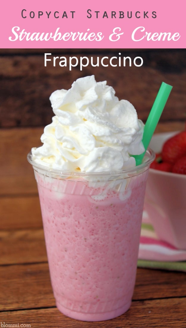  Best Copycat Recipes From Top Restaurants - Copycat Starbucks Strawberries And Cream Frappuccino - Awesome Recipe Knockoffs and Recipe Ideas from Chipotle Restaurant, Starbucks, Olive Garden, Cinabbon, Cracker Barrel, Taco Bell, Cheesecake Factory, KFC, Mc Donalds, Red Lobster, Panda Express #recipes #copycat #dinnerideas 