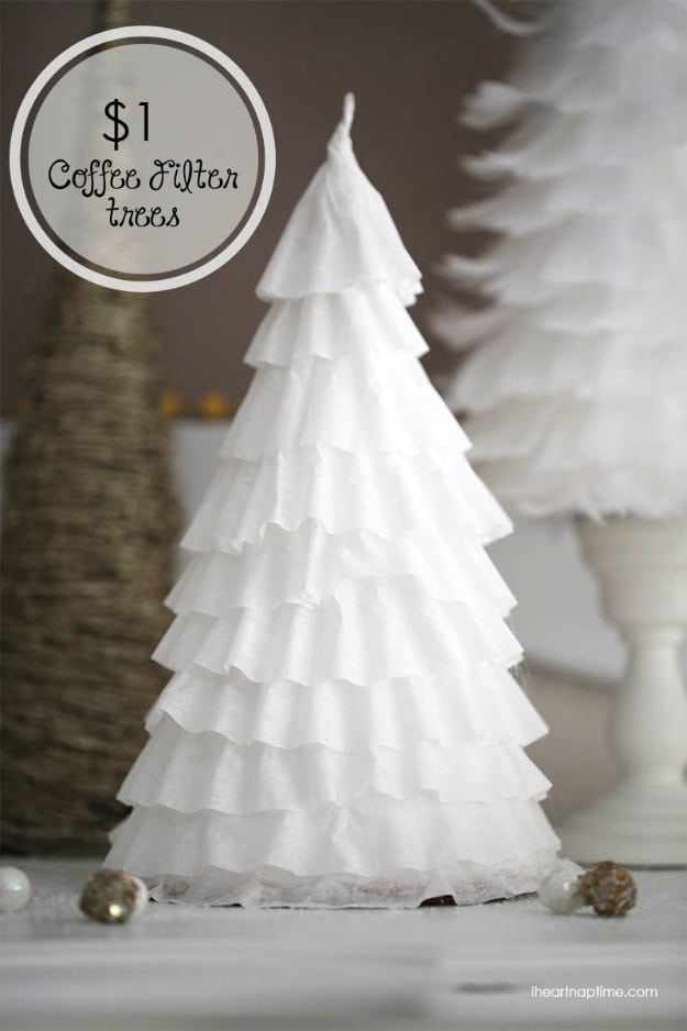 DIY Christmas Centerpieces - DIY $1 Coffee Filter Trees Centerpiece - Simple, Easy Holiday Decorating Ideas on A Budget- cheap dollar store crafts holiday #holiday #crafts #christmas