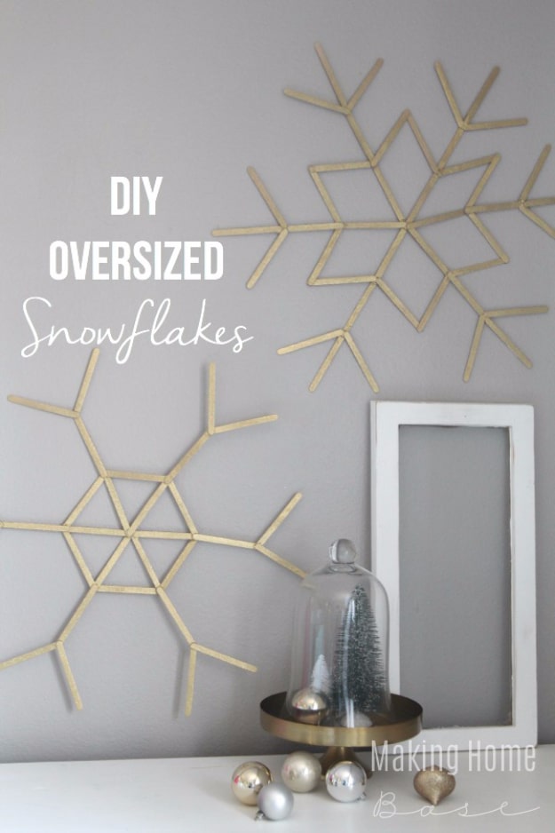 Best DIY Snowflake Decorations, Ornaments and Crafts - DIY Oversized Snowflakes - Paper Crafts with Snowflakes, Pipe Cleaner Projects, Mason Jars and Dollar Store Ideas - Easy DIY Ideas to Decorate for Winter#winter #crafts #diy