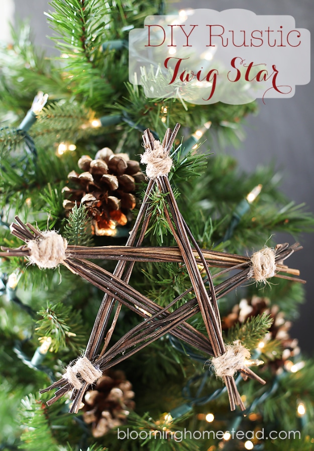 Best DIY Ornaments for Your Tree - Best DIY Ornament Ideas for Your Christmas Tree - DIY Rustic Twig Star - Cool Handmade Ornaments, DIY Decorating Ideas and Ornament Tutorials - Creative Ways To Decorate Trees on A Budget - Cheap Rustic Decor, Easy Step by Step Tutorials - Holiday Crafts for Kids and Gifts To Make For Friends and Family 