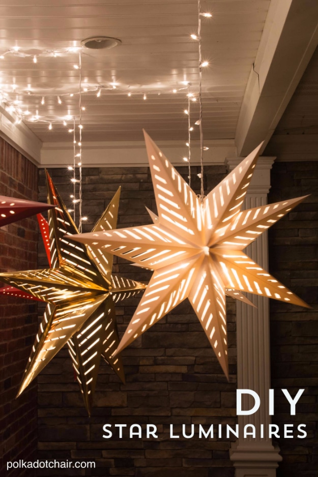 DIY Christmas Luminaries and Home Decor for The Holidays - DIY Star Luminaries - Cool Candle Holders, Tea Lights, Holiday Gift Ideas, Christmas Crafts for Kids - Line Winter Walkways With Rustic Mason Jars, Paper Bag Luminaries and Creative Lighting Ideas