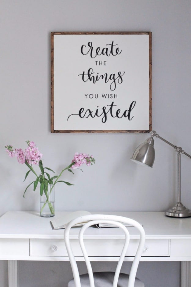 DIY Farmhouse Style Decor Ideas for the Bedroom - DIY Wood Sign With Calligraphy Quote - Rustic Farm House Ideas for Furniture, Paint Colors, Farm House Decoration for Home Decor in The Bedroom - Wall Art, Rugs, Nightstands, Lights and Room Accessories #diyideas #diyfurniture