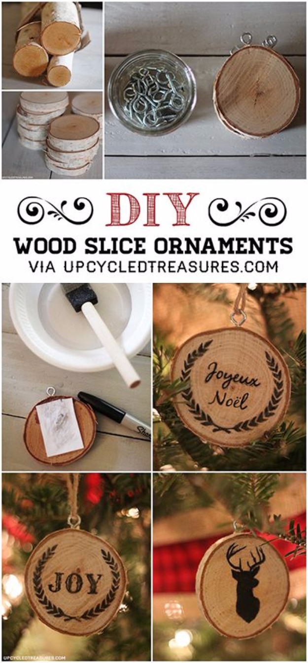 Best DIY Ornaments for Your Tree - Best DIY Ornament Ideas for Your Christmas Tree - DIY Wood Slice Christmas Ornaments - Cool Handmade Ornaments, DIY Decorating Ideas and Ornament Tutorials - Creative Ways To Decorate Trees on A Budget - Cheap Rustic Decor, Easy Step by Step Tutorials - Holiday Crafts for Kids #christmas