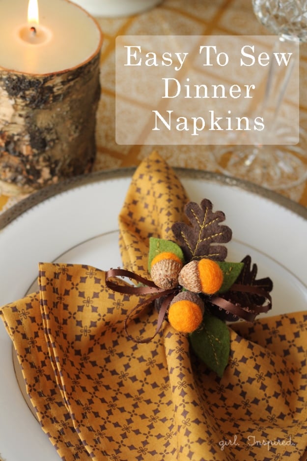 DIY Sewing Projects for the Kitchen - Dinner Napkins - Easy Sewing Tutorials and Patterns for Towels, napkinds, aprons and cool Christmas gifts for friends and family - Rustic, Modern and Creative Home Decor Ideas #sewing 