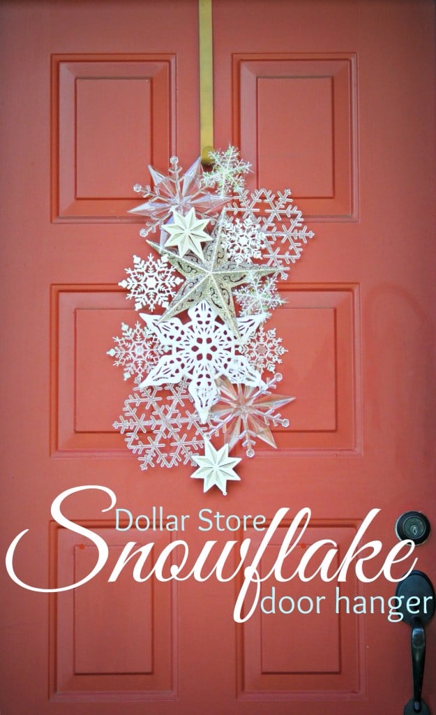 Best DIY Snowflake Decorations, Ornaments and Crafts - Dollar Store Snowflake Door Hanger - Paper Crafts with Snowflakes, Pipe Cleaner Projects, Mason Jars and Dollar Store Ideas - Easy DIY Ideas to Decorate for Winter#winter #crafts #diy