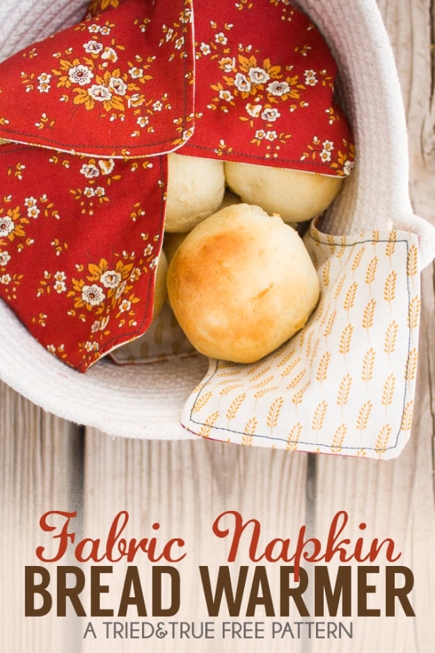 DIY Sewing Projects for the Kitchen - Fabric Napkin Bread Warmer - Easy Sewing Tutorials and Patterns for Towels, napkinds, aprons and cool Christmas gifts for friends and family - Rustic, Modern and Creative Home Decor Ideas #sewing 