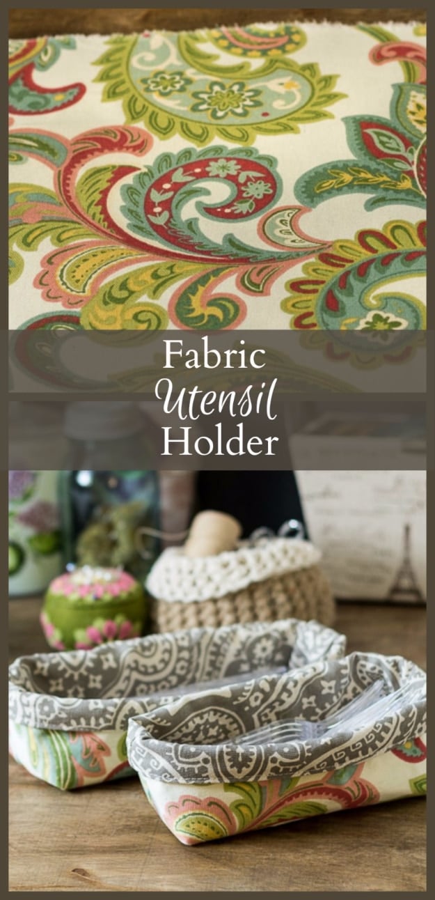 DIY Sewing Projects for the Kitchen - Fabric Utensil Holder - Easy Sewing Tutorials and Patterns for Towels, napkinds, aprons and cool Christmas gifts for friends and family - Rustic, Modern and Creative Home Decor Ideas #sewing 