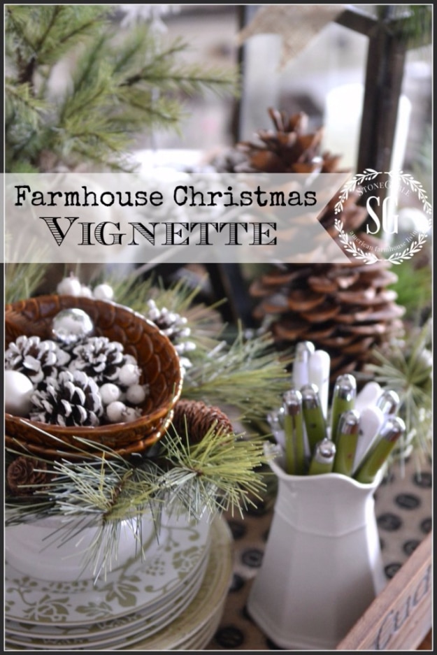 Best DIY Ideas for Wintertime - Farmhouse Christmas Vignette - Winter Crafts with Snowflakes, Icicle Art and Projects, Wreaths, Woodland and Winter Wonderland Decor, Mason Jars and Dollar Store Ideas - Easy DIY Ideas to Decorate Home and Room for Winter - Creative Home Decor and Room Decorations for Adults, Teens and Kids #diy #winter #crafts