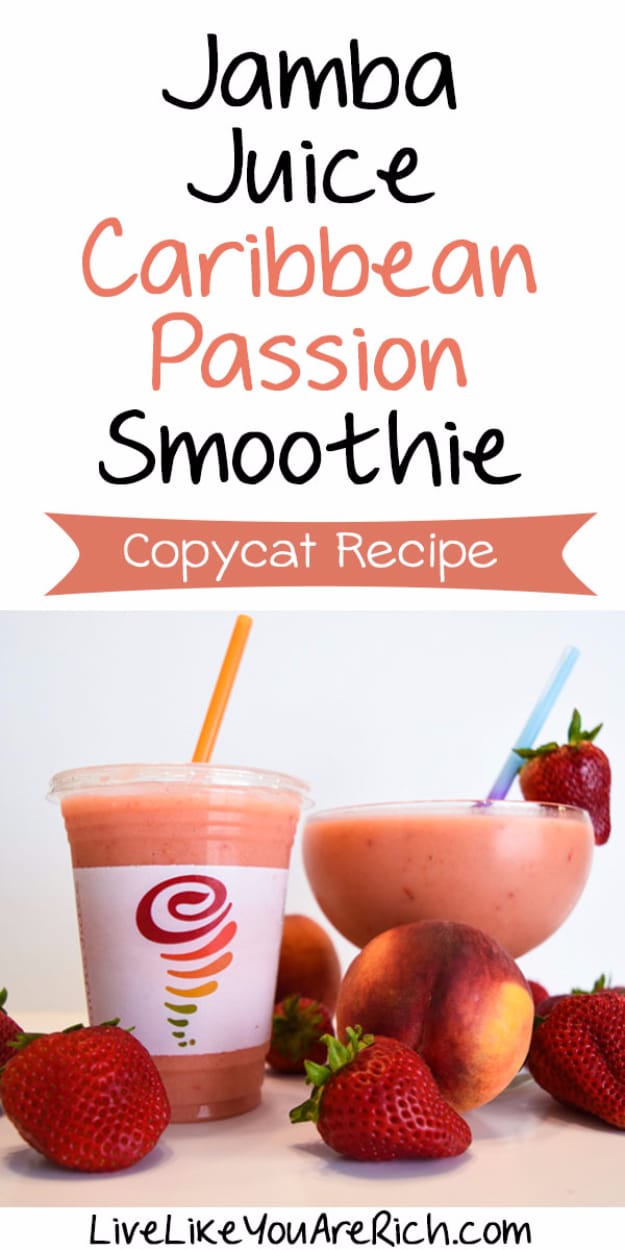  Best Copycat Recipes From Top Restaurants - Jamba Juice Caribbean Passion Smoothie Copycat Recipe - Awesome Recipe Knockoffs and Recipe Ideas from Chipotle Restaurant, Starbucks, Olive Garden, Cinabbon, Cracker Barrel, Taco Bell, Cheesecake Factory, KFC, Mc Donalds, Red Lobster, Panda Express #recipes #copycat #dinnerideas 